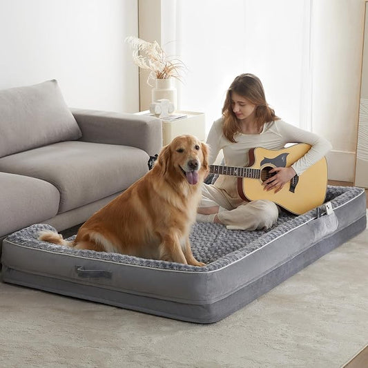 WNPETHOME Orthopedic Washable Human Dog Bed for Adult & Dog Cozy Sleep | Human Size Waterproof Big Soft Dog Couch Sofa Bed for Dogs & Adult Relax with Removable Cover Pet Bed Grey 71x46 Inch