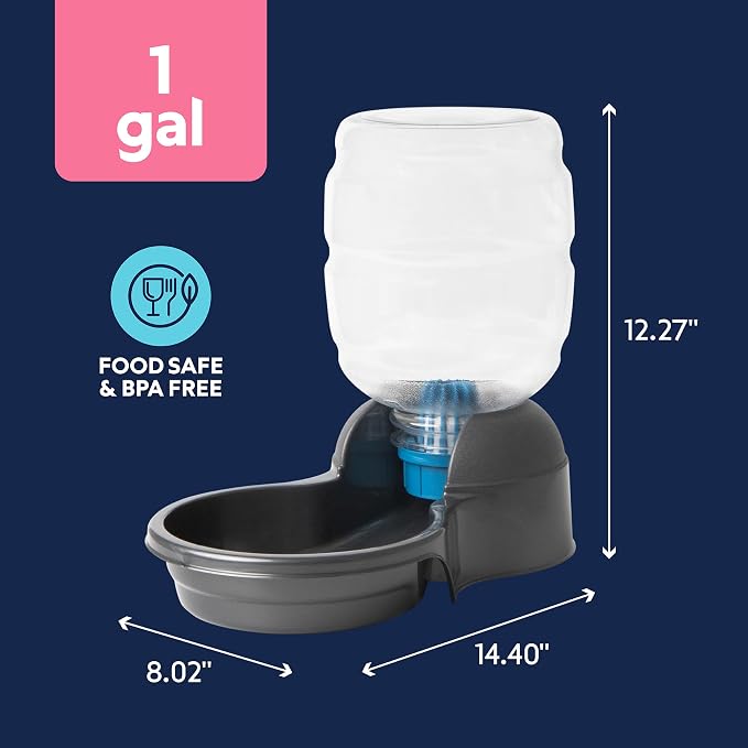 Petmate Replendish Gravity Automatic Dog Water Dispenser Pet Waterer and Pet Feeder Set with Microban Protection Base, 100% BPA Free, Wide Mouth Bowl - 1 Gallon Water, 5 lb Food