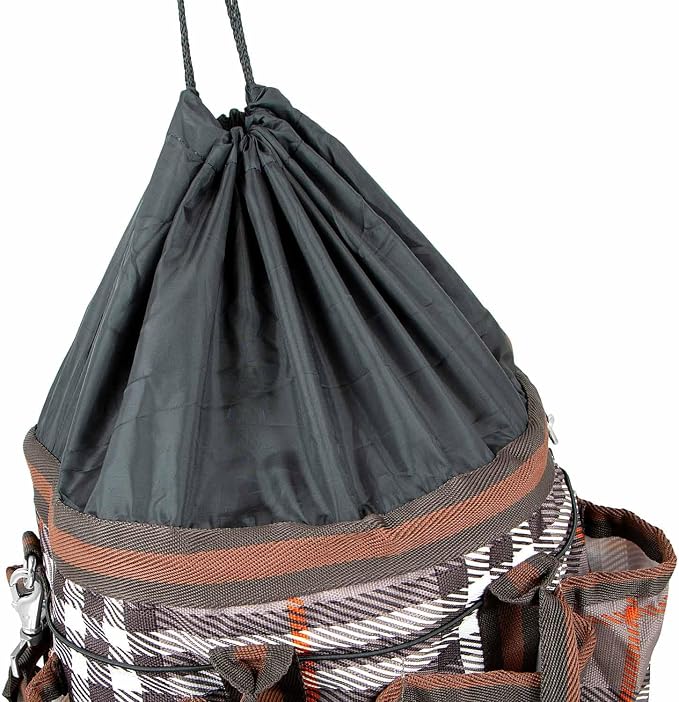 Jeffers Poplar Head Grooming Bag – Horse Grooming Organizer Tote with Pockets for Brushes, Tools, Clippers, Shampoo, Detangler – Stable Barn Kit Carrier for Horses, Pets, Plymouth Brown Plaid