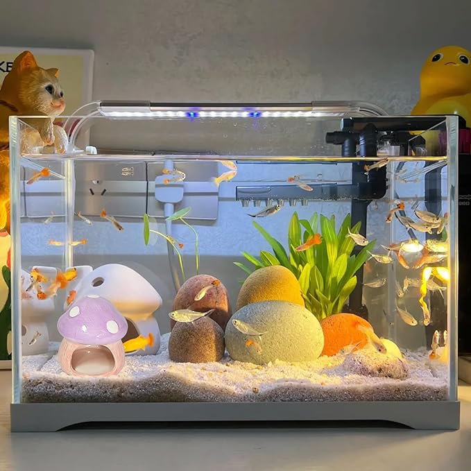 Saim Ceramics Mushroom House Aquarium Decor, Betta Fish Tank Accessories Landscape Decoration, Small Shrimp Goldfishes Habitat Hut Pleco Smalland Breeding Hide Caves Toad House - Purple