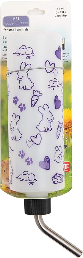Lixit® Original Super Seal Classic Water Bottle for Rabbits, Cats, Ferrets, Hamsters, Guinea Pigs, Gerbils and Other Small Animals - Made in USA (Frosted (Pack of 2), 16 Ounce)