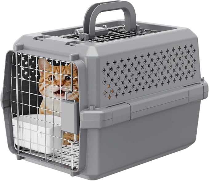 RIZZARI Airline Approved Pet Carrier for Cats & Small Dogs, Travel Crate | Hard-Sided Protection,Secure Locking Door,Excellent Airflow,Comfortable Travel,Lightweight Design