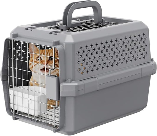RIZZARI Airline Approved Pet Carrier for Cats & Small Dogs, Travel Crate | Hard-Sided Protection,Secure Locking Door,Excellent Airflow,Comfortable Travel,Lightweight Design