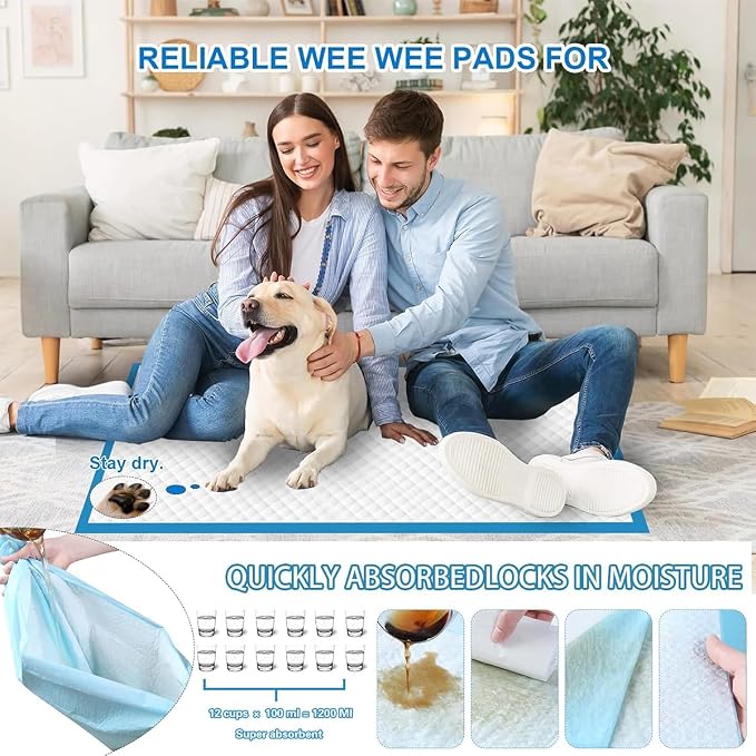 Puppy Pee Pads for Dogs 40"x40" 40 Count, Extra Large Dog Pee Pads, Leak-Proof & Super Absorbent Dog Pee Pads, Thicken Disposable Potty Pads Puppy Training Pads for Cats Rabbits