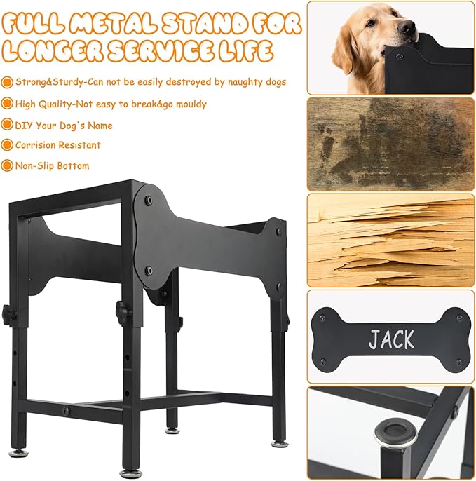 BWOGUE 3 Gal Elevated Dog Water Bowl, Stainless Steel Stand for Large Dogs | Raised Dog Water Bowl, 4 Adjustable Heights at 9/11/13/15 in, Non-Slip Base, Indoor/Outdoor Use, Joint Pressure Relief