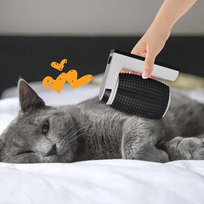 Automatic Cat Groomer - Self Grooming Brush Station with Catnip, Softer Corner Scratcher, Facial Grooming Tool for Kittens | Self Cleaning Brushs for Long Short Pet Care Indoor