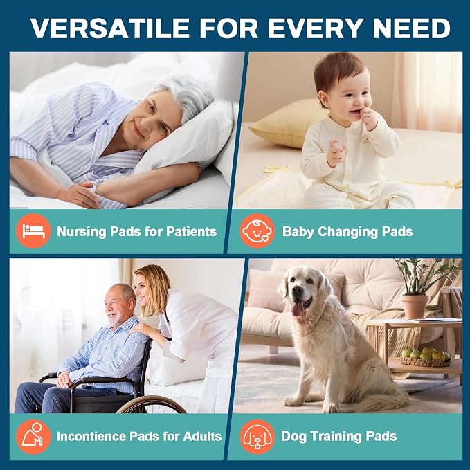 AAY Bed Pads Disposable 30" x 36" 50 Count, Chucks for Adult, Puppy | Extra Large Incontinence Pee Pads, Super Absorbency Underpads with Leakproof Protection for Elderly, Kids