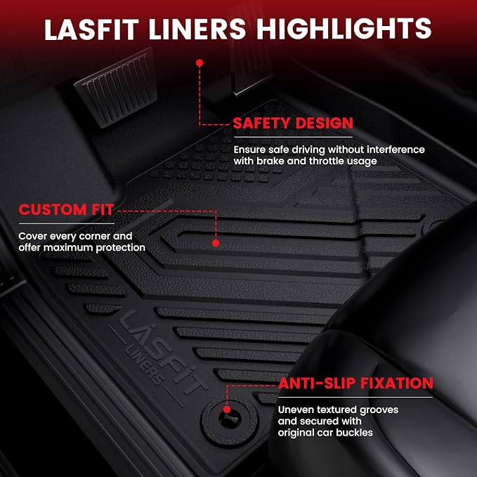 LASFIT Floor Mats & Cargo Mat for Lexus RX/RX350/RX350h/RX500h 2023-2026, TPE RX 350 All Weather Protection Custom Fit 1st & 2nd Row RX350 Floor Liners, Black, Easy to Clean