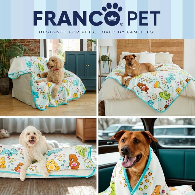 Franco Pet Care Bears XL Oversized Super Soft Cozy Waterproof Sherpa-Backed Blanket Throw for Large Dogs, Couch/Bed/Car, 60x80 (Officially Licensed Product)