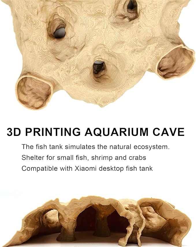 LIYAOLI 3D Printed Aquarium Cave Tunnel with Viewing Ports | Fish Tank Decor Hideout for Pleco,Fish Shrimp and Betta & Corydoras with Multiple Caves for Fish Tank Aquascape Decoration (M - Sand Color)