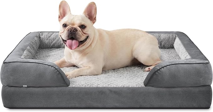 Orthopedic Medium Dog Beds for Medium Dogs, Waterproof Egg-Crate Foam Dog Couch Bed with Washable Removable Cover, Waterproof Lining and Nonskid Bottom