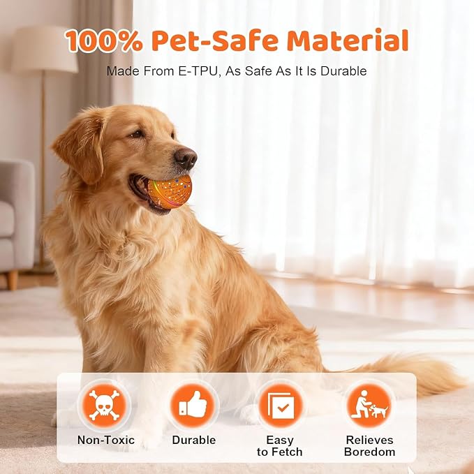 Smart Interactive Dog Toys Ball for Aggressive Chewers Small Medium Dogs | Automatic Electric Rolling Balls Toy with Rope, Barking Sound, 3 Play Modes, and USB-C Rechargeable Design for Active Dogs