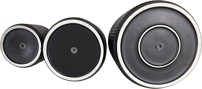 Amazon Basics Fluted Ceramic Planters for Indoor Outdoor Plants, Round Flower Pots with Drainage Hole, Set of 3, 6 inch, 8 inch, 10 inch, Black
