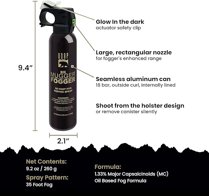 The BMF Pepper Spray with Holster, 35 Foot ft Pepper Spray, BMFG 9.2 oz 260g