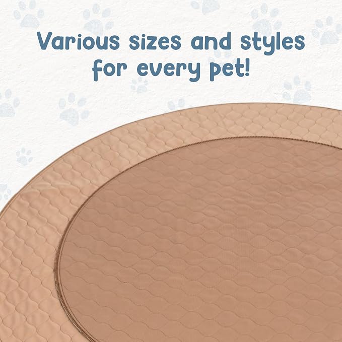 Reusable Dog Pee Pad, Washable Waterproof Round 48 in Mat, 1 Pack | 48-inch round washable waterproof pee pad, reusable slip-resistant mat for dog potty training and whelping with quick-dry