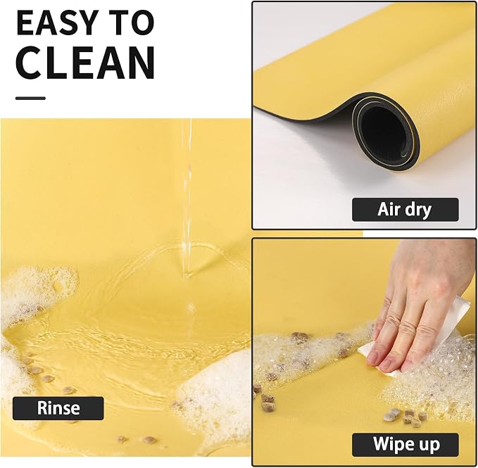 HotLive Dog Food Mat - Absorbent Cat Mat for Food and Water, No Stains Pet Feeding Bowl Mat, Easy to Clean Pet Placemats, Quick Dry Dog Water Dispenser Mat for Messy Drinkers | Yellow 16"x 24"