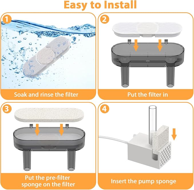 10 Set Dog Water Fountain Filters Replacement,4Gal/15L Pet Fountain Filters,Made of Activated Carbon and PP Cotton, 5-Layer Filtration System, 10 Pre-Filter Sponge,10 Pump Sponge,10 Filter