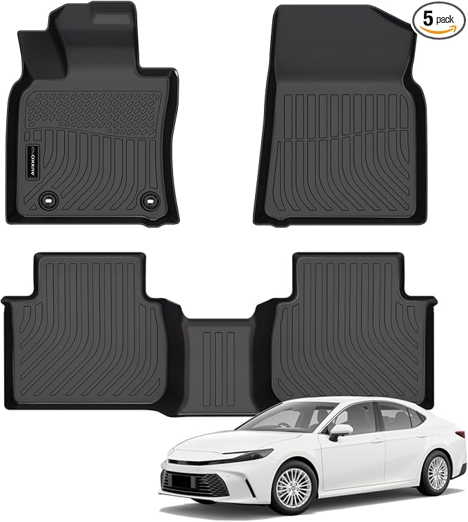 Auxko All Weather Floor Mats for 2024-2018 Toyota Camry (FWD Only,Not Hybrid or AWD) TPE Rubber Liners Accessoires All Season Guard Odorless Anti-Slip