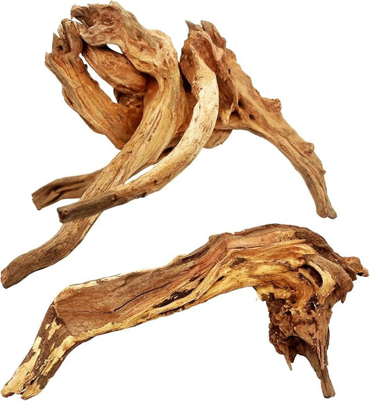 2 PCS Large Natural Aquarium Driftwood 12-16", Aquarium Drift Wood for Fish Tank Decoration, Assorted Size Mopani Wood Twisted Branches Trunk Decor for Freshwater, Reptile Terrarium