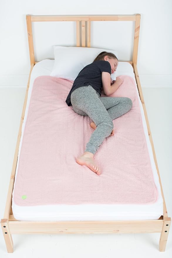 PeapodMats Bedwetting Waterproof Bed Mat, Reusable 3x5 Peach/Pink | Washable reusable bed mat for bedwetting, incontinence, kids, adults, pets, and mattress protection.
