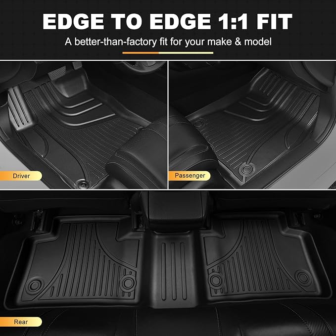 Floor Mats & Cargo Mat for Honda Civic Sedan 2022-2026 (Fits Rear Seats with or Without USB Ports) - All Weather TPE Car Floor Liners, 1st & 2nd Row & Trunk Liner(Not for Hybrid/Hatchback)