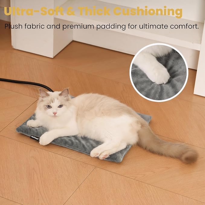 Pet Heating Pad for Cats Dogs Indoor & Sheltered Outdoor Waterproof Heated Cat Bed Heated Dog Bed Chew Resistant Cord Constant Temperature Gray 16 x 13 Inch