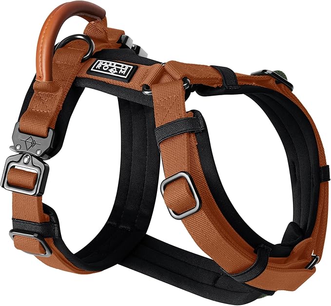 MADE TO ROAM Premium Explorer Harness - Y-Shaped Dog Harness with Adjustable Durable Nylon, Soft Padding, Metal Buckles and Leather Handle for Small, Medium, Large Dogs (Nevada Evening, Size 1)