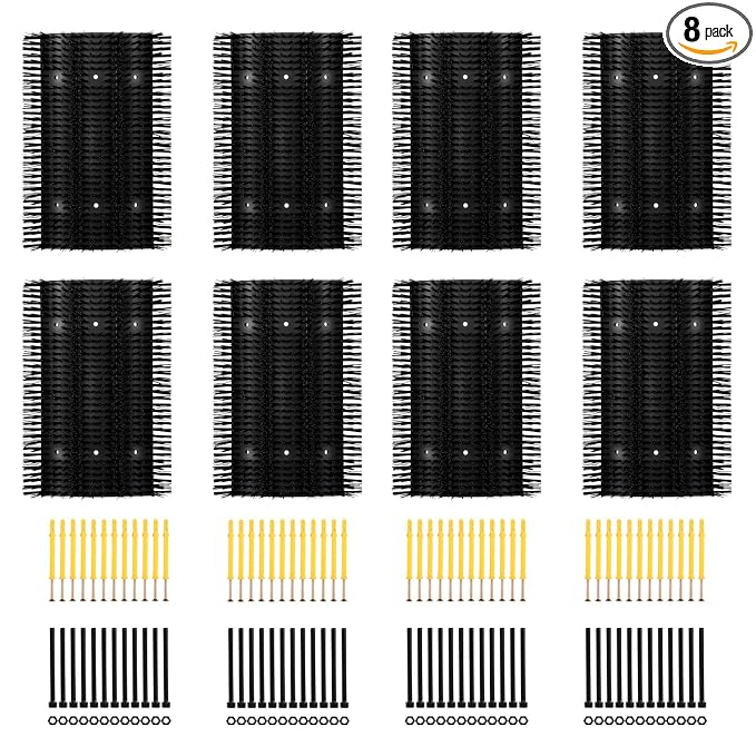 Extra Large Size Livestock Scratching Brush, Upgraded Horse/Goat/Cow/Cattle Scratcher Brush for Grooming, Itch Relief Horse Scratcher Brushes Kit with Two Sets of Mounting Screws(8-Pack,Black)