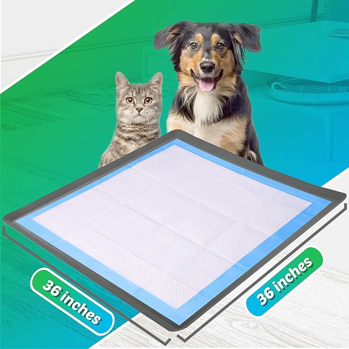 Dog Pee Pad Holder - Fits Up to 36” x 36” Pee Pad - 2 Pack - Grey | Stable Grip, Soft Edges, Quick Wipe Silicone Surface, Dog Pad Holder for Indoor Flooring Protection