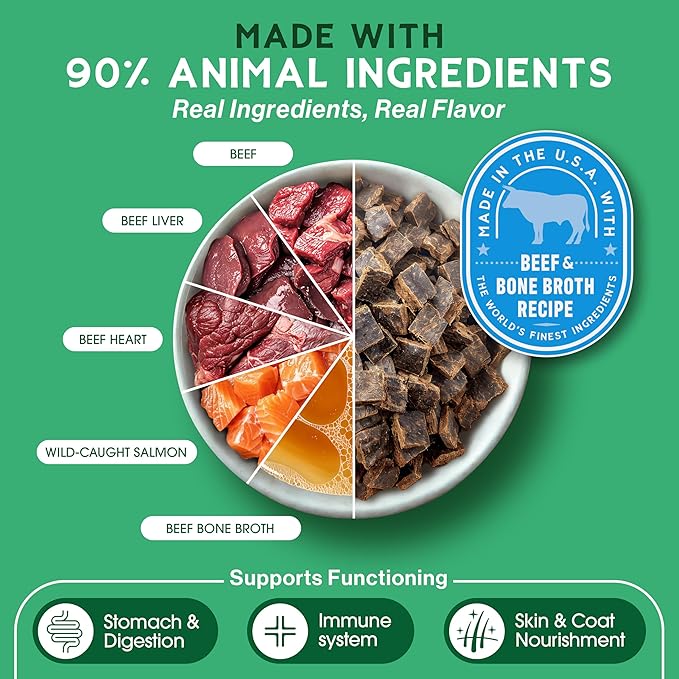 Farmland Traditions The Good List Air-Dried Dog Food, Premium Beef & Bone Broth for Dogs, Protein Rich & Grain-Free Nutrition, 5.5 Pound Bag