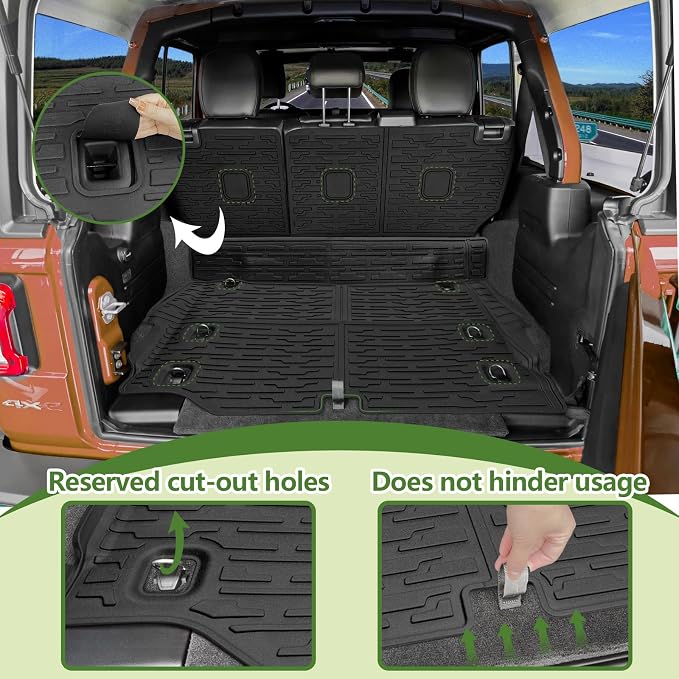 Cargo Liners for 2021-2025 Jeep Wrangler JL Unlimited 4XE 4 Door,Trunk Mat with Seat Back Cover Accessories All Weather Rear Cargo Mat Backrest Protector for 4XE (Not for 4X4 Gas Type)