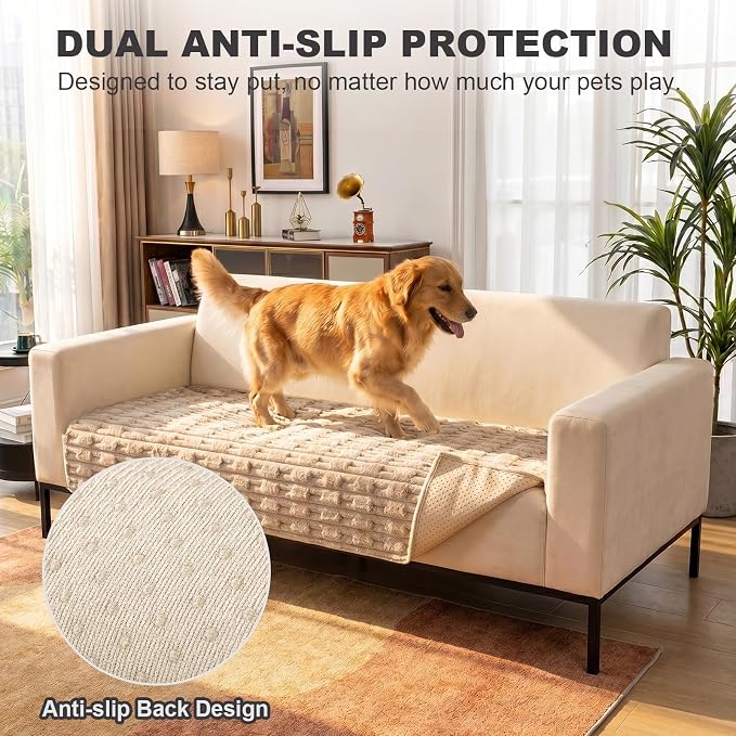 FUANGUI Waterproof Couch Cover for Dogs, Washable Pet Couch Covers for Sofa | Soft Cat Dog Bed Cover Non-Slip Couch Covers for 3 or Small 4 Seat Cushion Couch Sofa Pet Friendly