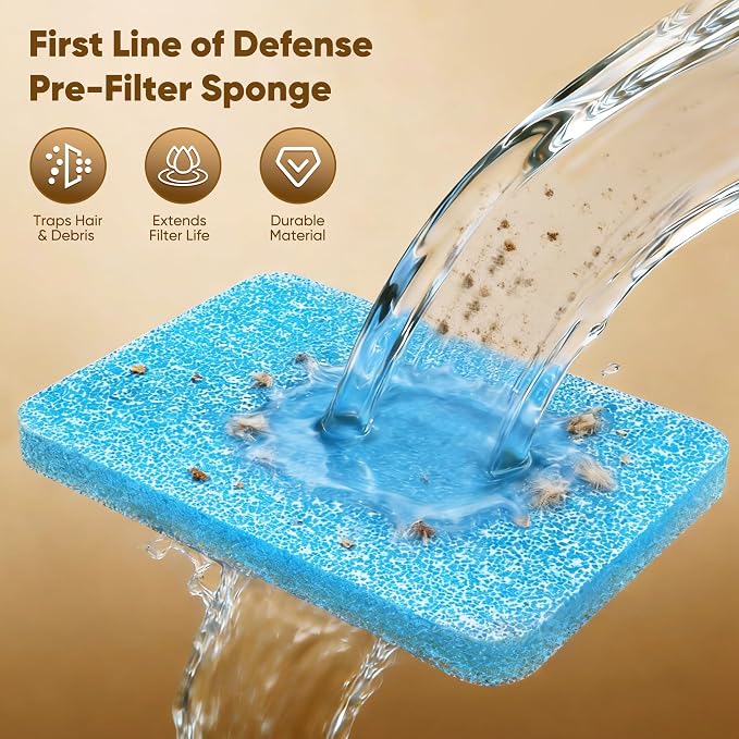 8 Pack Dog Water Fountain Filter Replacement Fit for Sharlovy W10 Pro | Pet Water Filter & Sponge Filter for Dog Water Bowl Dispenser, 4 Months Set Easy-Swap for Dogs and Cat Fountain