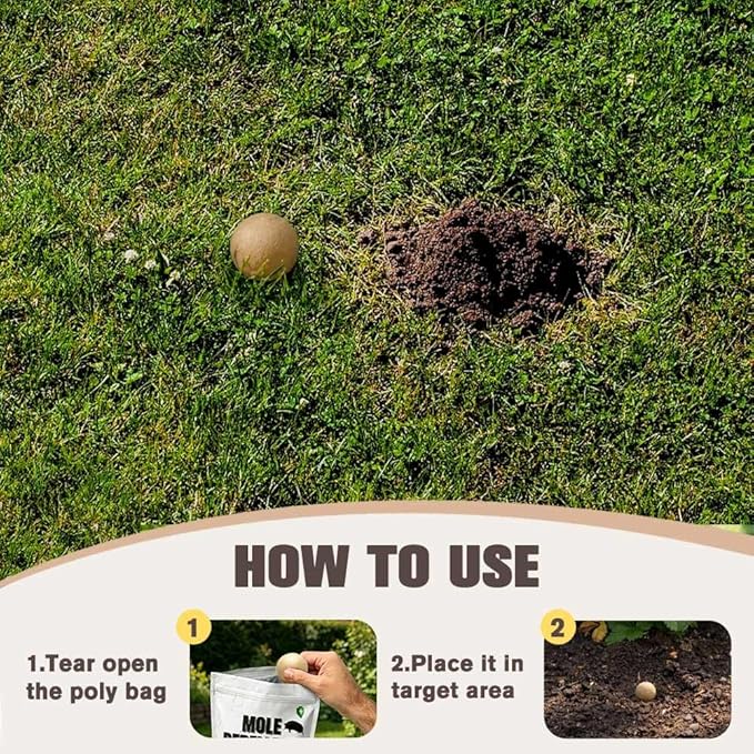 Mole Repellent for Lawns, Groundhog Repellent Outdoor, Armadillo Repellent, Mole Deterrent for Yard, Vole Repellent Outdoor, Gopher Repellent, Safe for Family & Pets, 10 Packs