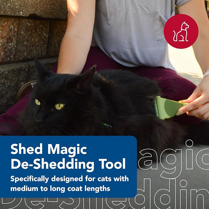 Coastal Pet Safari Shed Magic De-Shedding Tool - Long Hair Grooming Brush With Metal Comb for Cats