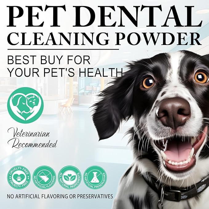 ARMOYA Dog Dental Powder for Fresh Breath and Healthy Teeth - Plaque Control for Small, Medium, Large Dogs