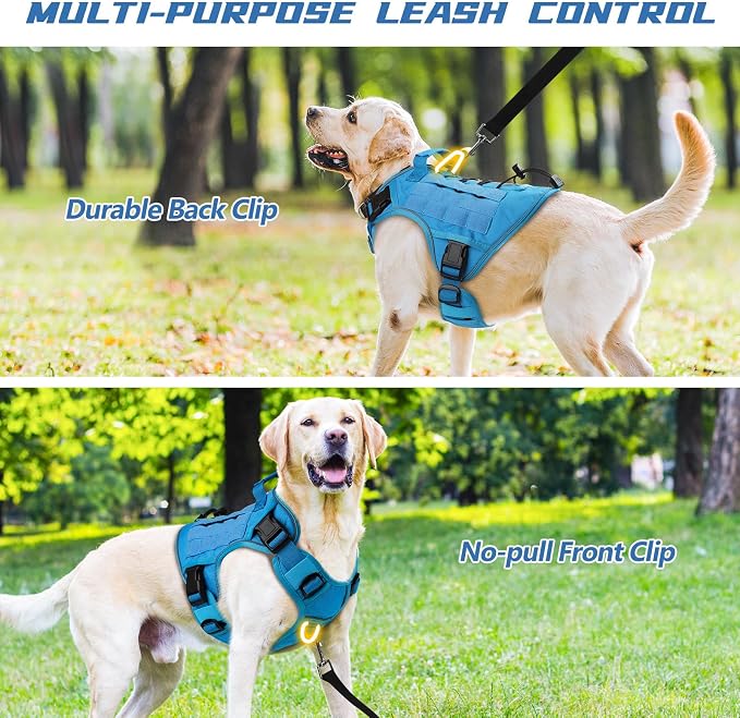 WINGOIN Blue Tactical Dog Harness for Large Dogs,No Pull Dog Harnesses | Heavy Duty with Handle,Adjustable Reflective,Military K9 Style,Big Size Pet Vest,for German Shepherd,for Walking Hunting