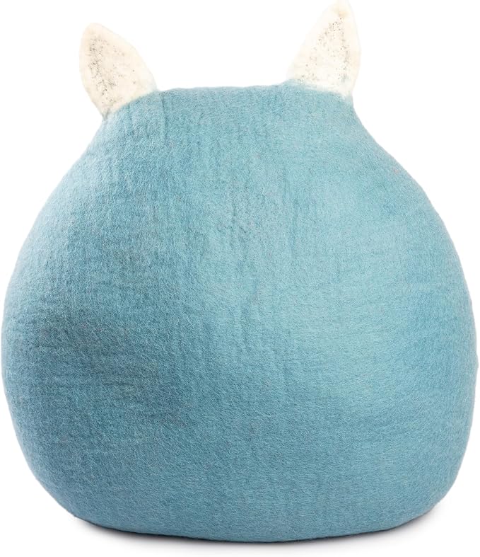 Luxurious Merino Wool Cat Cave - Foldable Hideaway Pod for Indoor Cats - Premium Felt Kitten Pet Enclosure - Covered Cat House for Ultimate Cozy Comfort by Woolygon (Racoon)