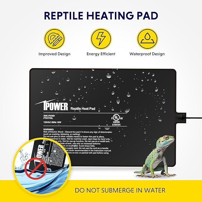 iPower 8 by 12-Inch 16W Reptile Heat Mat, LCD Digital Aquarium Thermometer, Under Tank Warmer Terrarium Heat Pad for Turtles Lizards Frogs and Other Small Animals, Multi Sizes