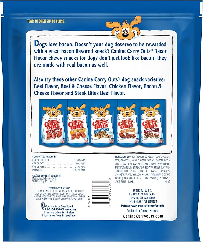 Canine Carry Outs Bacon Flavor Dog Treats, 47 Ounce Bag (Pack of 4)