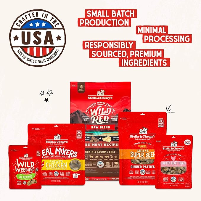 Stella & Chewy's Freeze-Dried Raw Lamb Heart Dog Treats - Single Ingredient, No Additives - Premium Training Treats - Perfect For Picky Eaters - 3oz Bag