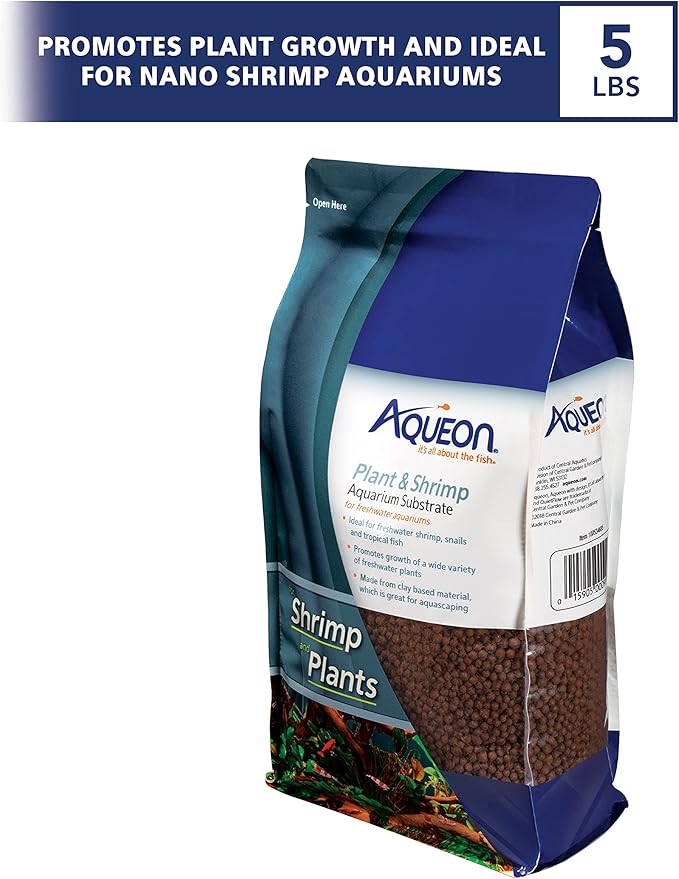 Aqueon Plant and Shrimp Aquarium Substrate, Aqua Soil for Fish Tanks, 5 Pounds (Pack of 8)