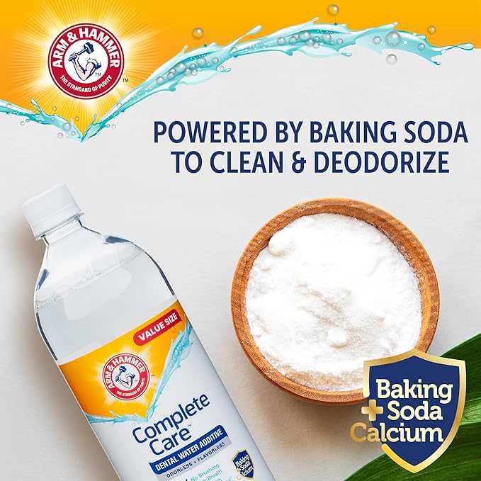 Arm & Hammer Complete Care Dog Dental Water Additive, Odorless Flavorless Daily Oral Care Solution with Baking Soda and Calcium for Plaque, Tartar, and Fresh Breath, 16 Fl Oz - 3 Pack