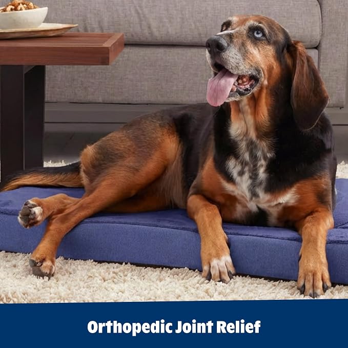 BarkBox Orthopedic Dog Bed - Medium | with Memory Foam - Comfortable, Durable & Machine Washable Pet Bed - Navy