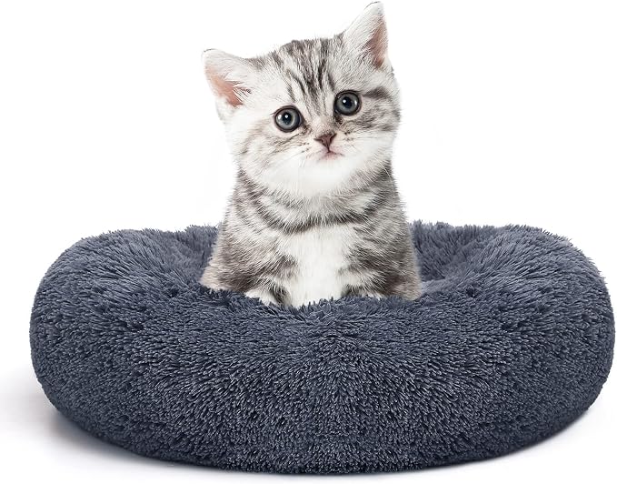 MIXJOY Orthopedic Dog Bed Comfortable Donut Cuddler Round Pet Beds Ultra Soft Washable Dog and Cat Cushion Bed (20'', Dark Grey)