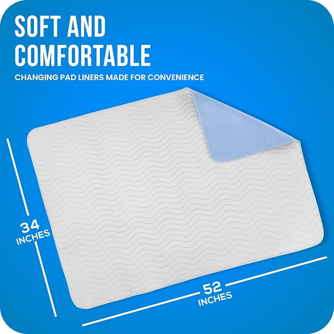 4 Pack Washable Pee Pads for Dogs 34" x 52", Waterproof Dog Training Pads | Reusable Dog Training Pads for Sofa, Incontinence Bed Pads for Adults, Elderly and Kids (White,Blue) by Utopia Bedding