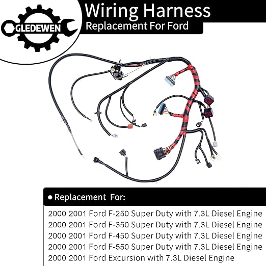 Engine Wiring Harness 7.3, Compatible with 00-01 Ford F250 F350 Super Duty | Fit for Ford Excursion/F450 F550 Super Duty, Powerstroke Diesel 7.3L, Stand Alone Wire YC3Z-12B637-BA, Built After 10/25/1999