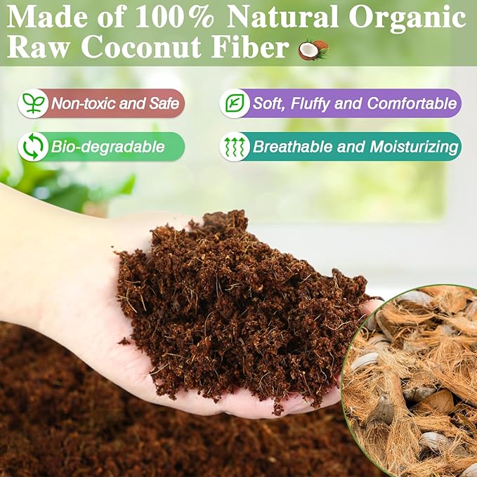 ZeeDix 10LBS Coconut Fiber Substrate, 100% Organic Coconut Husk Coco Coir Brick Terrarium Bedding for Reptiles, Tortoise, Bearded Dragon, Leopard Gecko, Snake, Hermit Crabs, Frogs, Tarantula