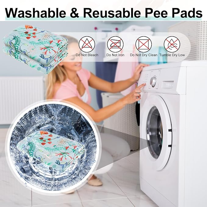 BEAUTYZOO 2 Pack Washable Pee Pads for Dogs,Reusable Puppy Pad 24x36 Floral | Waterproof Super Absorbent,Non Slip and Leak-Proof Against Urine,Whelping Pads Mats for Puppy Potty Training,Playpen,Crate