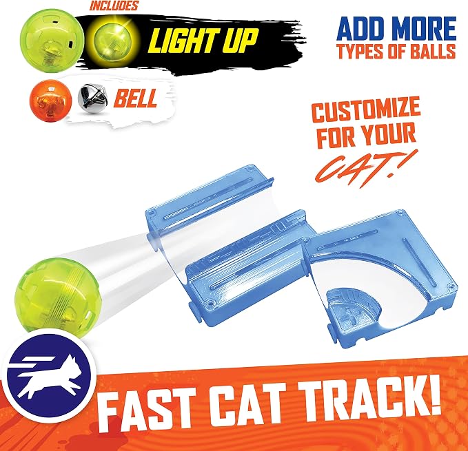 Nerf Cat Gift Set Box - 15in x 10in ABS Turbo Cat Track with 4 Balls